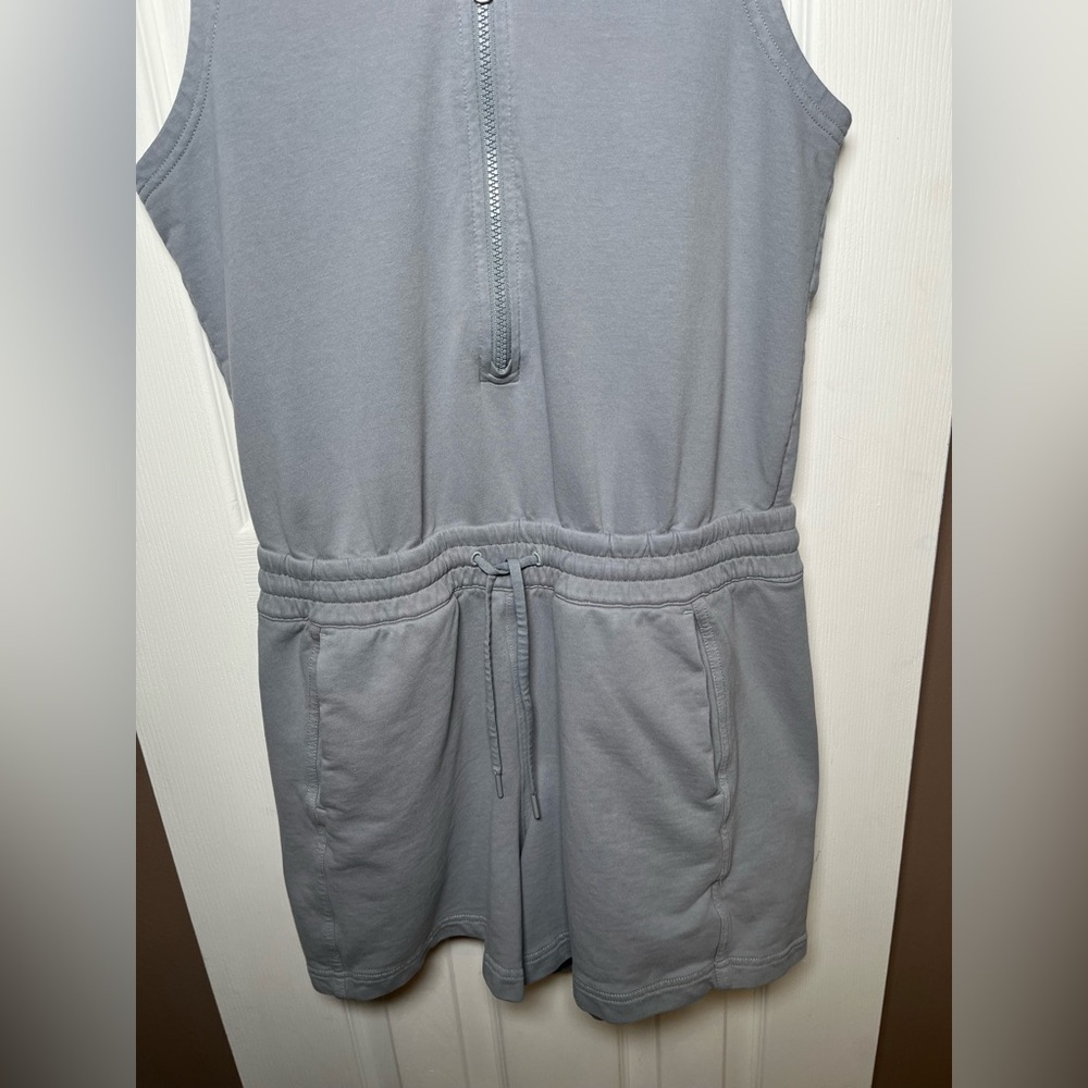 Athleta‎ Women's M Gray Retroterry Romper Pockets Terry Knit Cotton - Picture 6 of 17